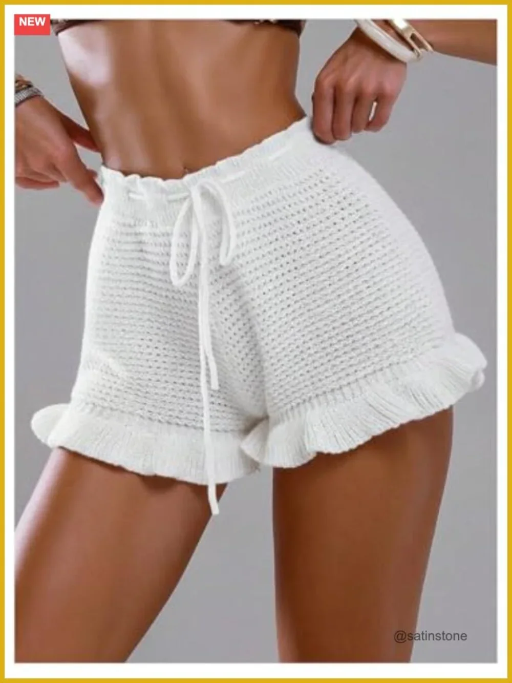 Crochet Knit Ruffle Beach Bikini Cover Up Shorts